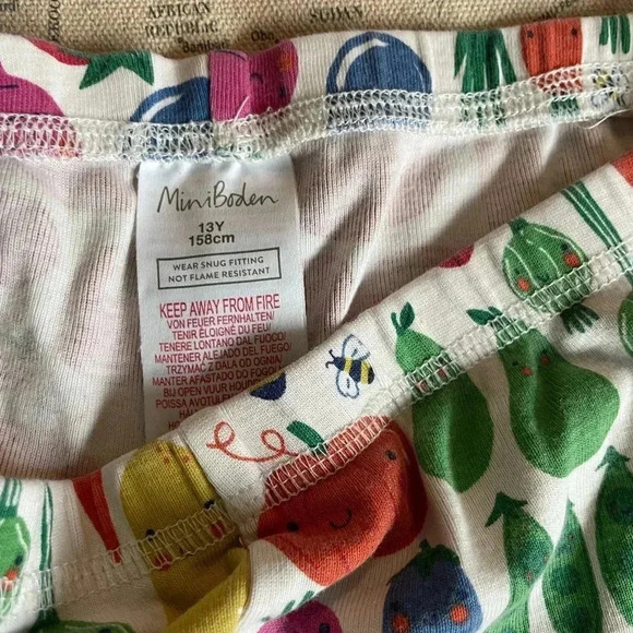 Mini Boden Fruit Print Long Sleeve/Pants Pajama Set Size 13Y Girls - Picture 7 of 7